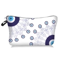 Détail de la trousse de toilette œil protecteur avec motif mandala et fermeture éclair - Style d'Impression Symétrique Vintage Blanc (203)