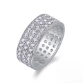 925 Silber Moissanit Eternity Ring mit drei Reihen Steinen und GRA-Zertifikat - US 9 / Sternentraum-Stil (R13836) (Mit Zertifikat)