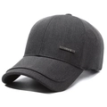 Men's dark grey baseball cap for seniors with structured crown and metal logo plate - Dark Gray