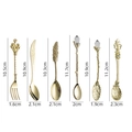 Golden vintage dessert spoon set with crystal handles and detailed dimensions shown - Gold 6-Piece Set