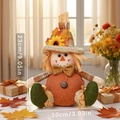 Bambola spaventapasseri autunnale con cappello di girasole e motivo a scacchi arancione - Stile D