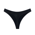 Women's black seamless thong with elastic sports fabric on a clean white background - Black