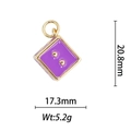 Detailed view of 18k gold plated cube pendant with purple enamel and heart motifs - Purple Cube Dice (DZ-148)