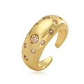 Minimalist gold plated adjustable open ring with sparkling round zircon star patterns - Gold Starry Dot Style (14006)