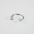 Silver stainless steel horseshoe ring with 3mm square-cut clear zircon stones - Square CZ Horseshoe Ring / 1.0x8mm / Steel