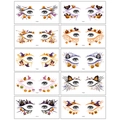 Variety pack of 10 Halloween eye tattoo stickers featuring bats and pumpkin designs - Colored Halloween Eye Corner Stickers Series C