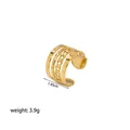 Detail view of 18K gold plated multi-layered adjustable open ring showing 1.45cm width - Multi-layer Stacked Chain Style (YYR023079)