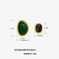 Minimalistische 18K vergoldete Edelstahl-Ohrringe mit grünen und schwarzen Steinen - Gold Geometrisch