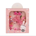 Detailansicht von rosa Haarschmuckset für Kinder mit Schleifen und Clips in Geschenkbox - 15#: Rosa Katzen Set