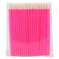 50pcs disposable hollow lip brushes with vibrant pink handles in transparent pack - 50 Pcs/Pack / Rose Red