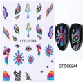 Psychedelic nail stickers with neon mushrooms and eyes pattern, style STZ-CS244 - STZ-CS244 Psychedelic Eye Ripple