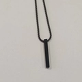 Men's hip hop black pillar pendant necklace with durable black woven cord chain - 70cm / Black