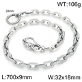 700mm Punk silver square link pant chain with heavy skull clasp for denim jeans - Beast Head Carving Style (70cm) (KK156-Z)