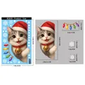 Christmas kitten static window decal 20x30cm size chart with snowflake and light motifs - BQ630