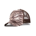Gorra trucker para mujer con estampado de cebra marrón, malla transpirable y para coleta - Talla Única(Ajustable) / Estampado de Cebra (E)