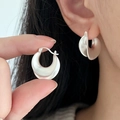 Minimalist matte silver crescent earrings for women with modern textured finish - Matte Silver Moon Hoops (ED2572)