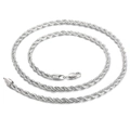 Collana a corda intrecciata in acciaio inossidabile argento per uomo e donna, elegante - 4mm di Larghezza / 50cm di Lunghezza / Color Acciaio