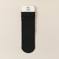 Japanese style black cotton slouch socks with ruffled edges and knitted texture - One Size / Black