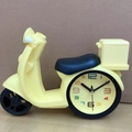Yellow vintage motorcycle alarm clock with creative student desktop design for home decor - Yellow Scooter Alarm Clock