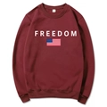 Sweat à capuche bordeaux avec texte FREEDOM blanc et imprimé drapeau américain taille M - Bordeaux