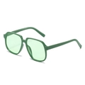 Retro square oversized sunglasses in deep green finish with translucent tinted lenses - Green Frame / Green Lens