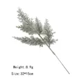 Detail showing artificial frosted pine branch with dimensions 32x15cm and 8.9g weight - Type G-White Multi-branch Cypress Leaf