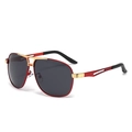 Occhiali da sole aviator polarizzati da uomo con montatura in metallo rosso e oro - Montatura Rossa Lente Grigio Scuro