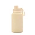 650ml cream yellow sports water bottle with portable handle and matte stainless steel finish - Cream - Sport
