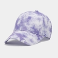 Detail of purple and white tie-dye cotton fabric on a six-panel baseball cap - Purple and White Unique Tie-Dye (Color 23#)