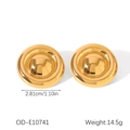 Polished two-tone gold round dome stud earrings for women in stainless steel - Gold Round Shape (TE60263-G)