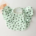Waterproof baby feeding bib in mint green with black heart prints and wing sleeves - Wings - Green Heart / One Size