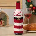 Christmas wine bottle cover with red white stripes and knit letter Z decoration - Letter Z