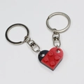 Splittable heart brick keychain set in red and black for couples, Valentine's Day gift - Red & Black