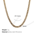 Golden 3mm tennis necklace in stainless steel with sparkling clear zircons, 37+5cm - 37+5cm / 3mm Width / Gold Necklace
