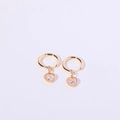 Elegant gold heart earrings with clear crystal drop and polished finish on white background - April/Diamond White