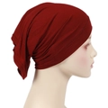 Solid burgundy modal hijab under-scarf cap with soft texture for women from a side view - One Size / Burgundy
