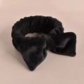 Elastic black sponge headband with large plush bow for facial care and skincare - Black Bow Hairband (103#)