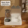 Grey 2-in-1 pet feeder and waterer with cat ear design, 29x24x26cm automatic station - Basic Style / Premium Grey