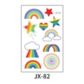 Planche de tatouages pailletés JX-82 avec motifs arc-en-ciel, étoiles et cœurs colorés - JX-82