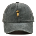 Détail de la broderie de golden retriever sur la casquette en coton délavé gris - Vert Armée