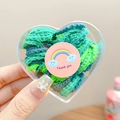 Heart-shaped gift box containing green and blue elastic ruffle hair bands for girls - Green (50Pcs Boxed)