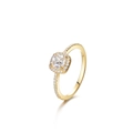 Elegant gold S925 sterling silver ring with square zircon center stone and diamond accents - US 5 / Gold (White Zirconia)