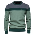 Pull en maille pour hommes design colorblock gris et vert avec texture gaufrée - M / Vert