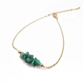 Minimalist gold stainless steel chain bracelet with raw green natural stones for women - Blue Turquoise