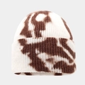 Macro detail of tie-dye knit beanie showing textured ribbed patterns and brown dye - White Brown Tie Dye (7#)