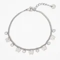 Silver stainless steel butterfly bracelet with colorful zircon charms and adjustable chain - Silver White Zircon