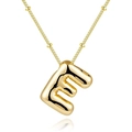 Golden balloon bubble initial E pendant necklace in polished 18K gold stainless steel - Letter E - Gold