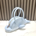 Sac à main dauphin bleu clair créatif en cuir PU lisse avec fermeture éclair dorée - Bleu