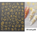 Detail of CB-226 gold 3D nail stickers featuring hearts and romantic couple designs - CB-226 Heart Figure Birdcage Style (CB-226) / Gold