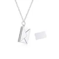 Silver envelope locket necklace with a tiny pull-out letter card in stainless steel - Love You Engraving / Steel